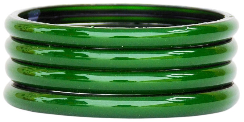 JD'Z COLLECTION Indian Jewelry Glass Bangles for Women Bollywood Plain Glass Bangle Set of 4p Traditional Costume Matching Bracelets Bangles For Women (Green 2.6) - Image 2